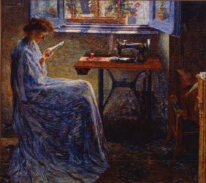 Umberto Boccioni, Il romanzo di una cucitrice, 1908, olio su tela. Collezione Barilla di Arte Moderna